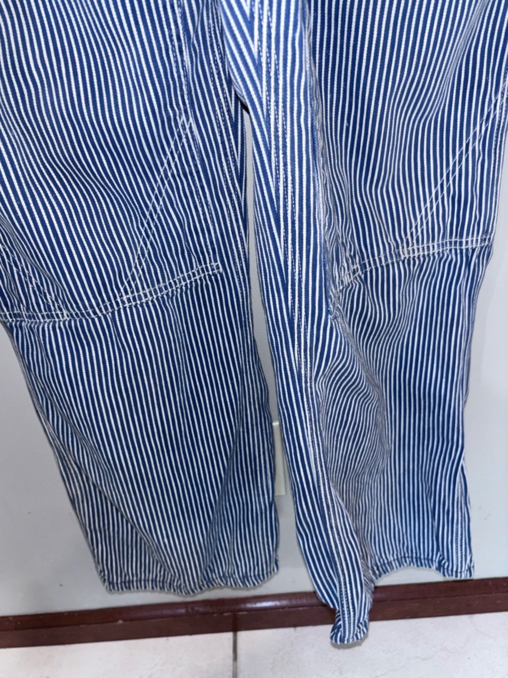 Vintage 80s Rugged Denim Men’s Bib Overalls Jeans USA 36 X 32 Pinstriped - Picture 3 of 6